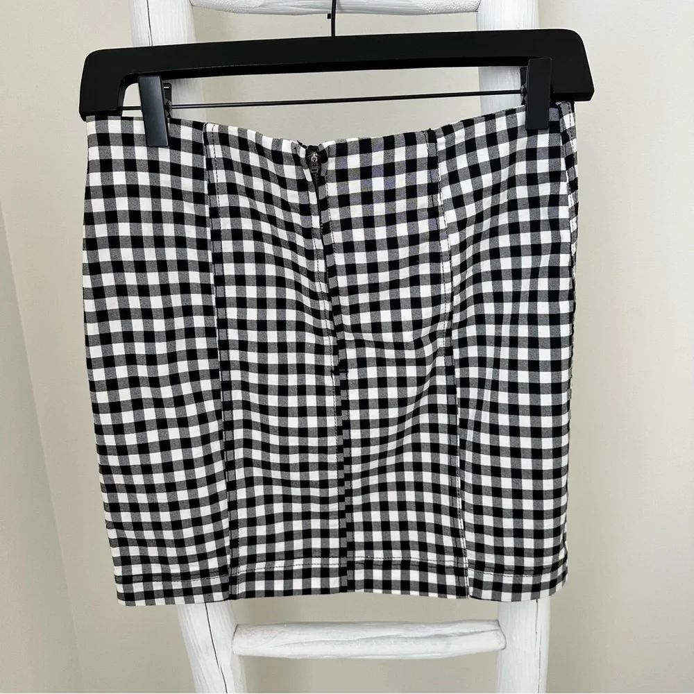 NWT Free People Modern Femme Black/White Gingham Mini Skirt Size 8